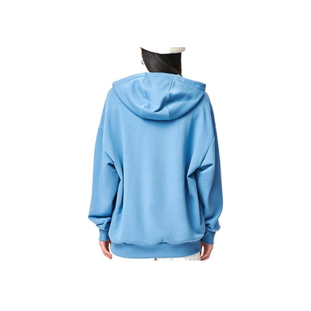 FILA Solid Color Hooded Pullover Sweatshirt With Brand Logo Print Long Sleeve American Style Unisex sweatshirt Blue F51U138296F-BU