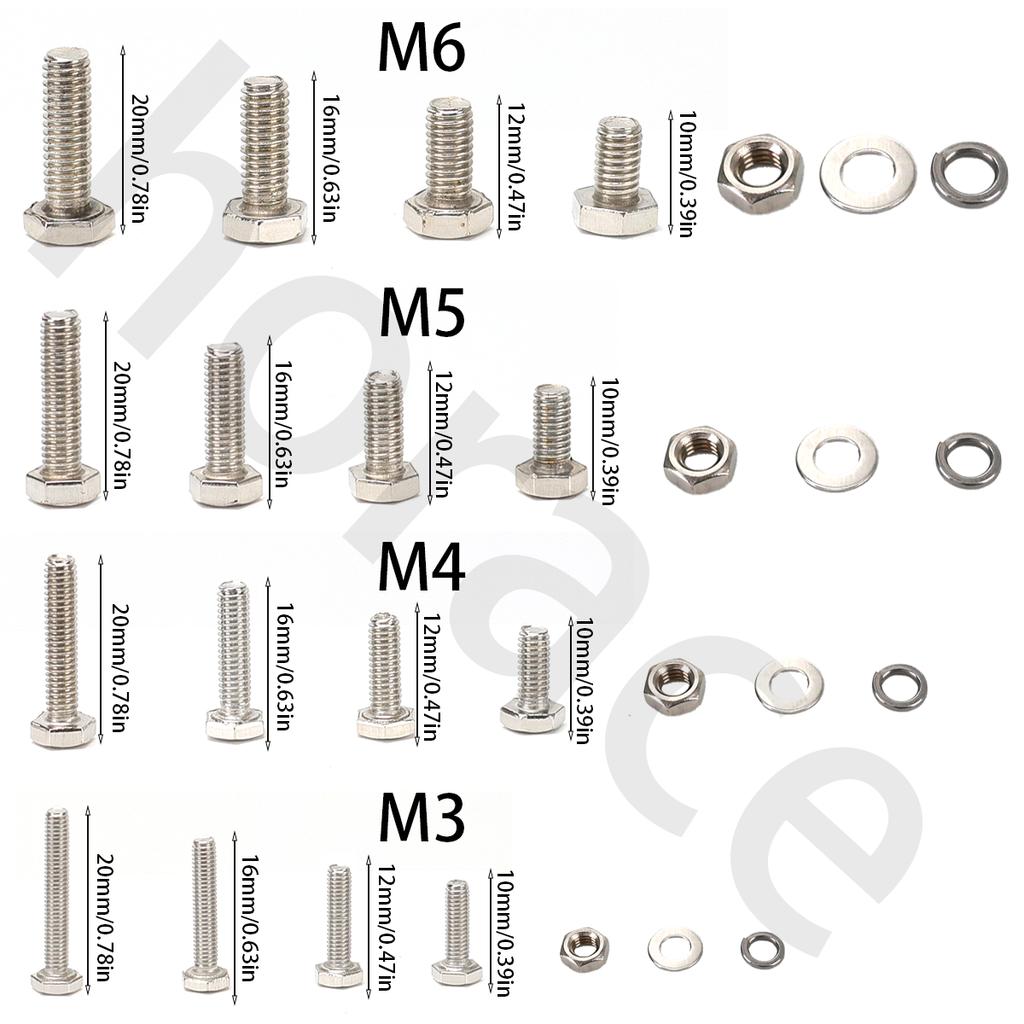 860pcs Stainless Steel Hex Head Bolt Assortment Kit w/Nuts+Washers+Springs - M3-M6 DIN933 Grade 8.8/10.9, A2/A4 Marine Grade