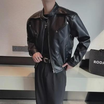 Unisexowa kurtka motocyklowa ze skóry w stylu retro: High-End, Luźny Krój na Wiosnę i Jesień