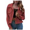 Women's Fashion Casual Corduroy Button Prokets Solid Long Sleeve Shirt Coat
