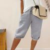 Women Summer Casual Shorts Elastic Drawstring Waist Solid Color Shorts Loose Fit Solid Color Shorts Streetwear