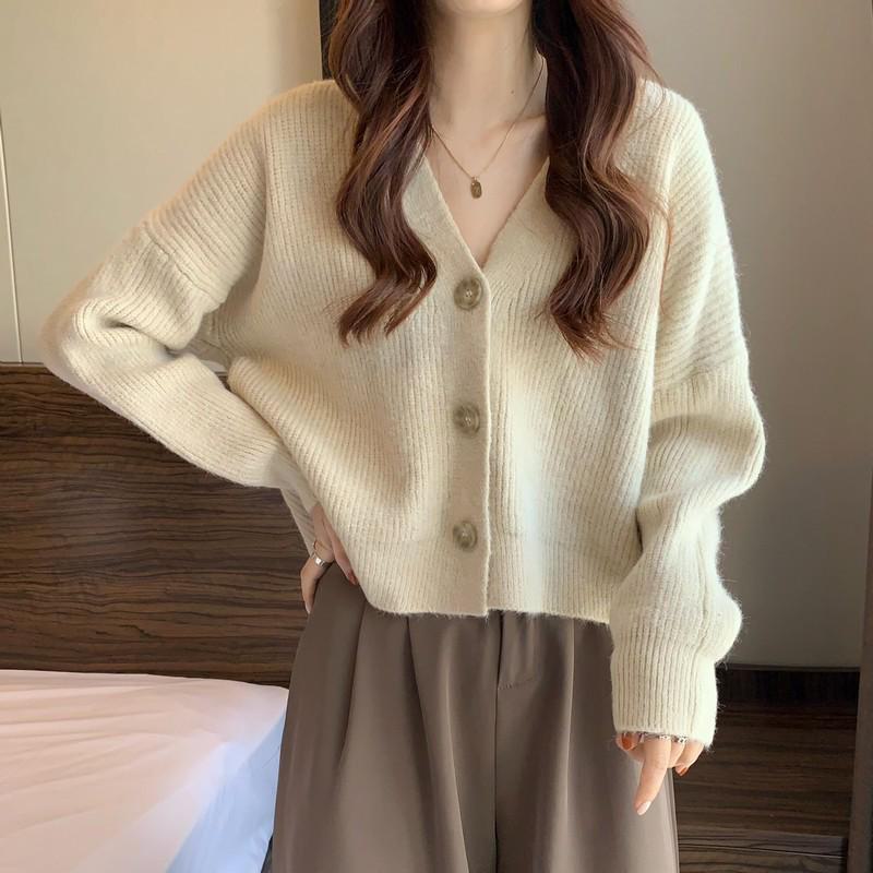 Korean Style Knitted Sweater Cardigan - Autumn/Winter 2024 Trendy Soft Jacket for Women