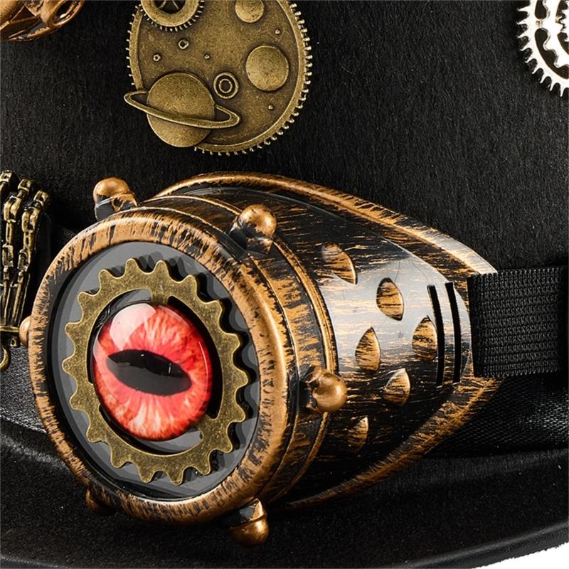 Victorian Steampunk Top Hat With Detachable Monocular Goggles Gothic Steampunk Headwear For Halloween Costume Parties