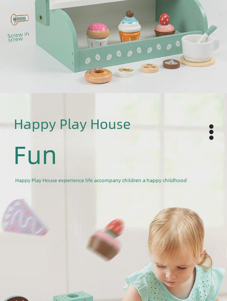 Children's Wooden Tea Party Set with Cutting Toys