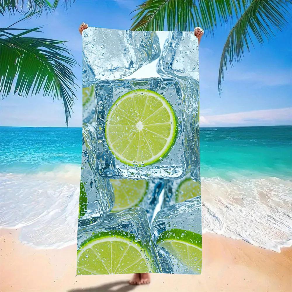 Lemon Daisy Beach Towel Super Absorbent Quick Dry Microfiber With Floral Water Print Soft Sand-Free Blanket For Picnic