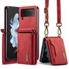 Samsung Z Flip4 Crossbody Lanyard Wallet Protective Case Z Flip6 Foldable Shoulder Strap Leather Case Phone Case Multi Functional Protective Shell