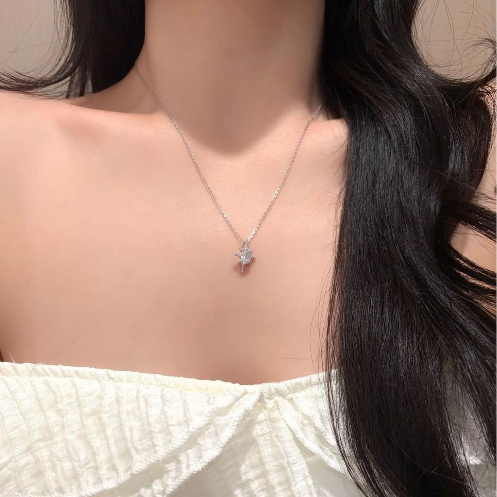Oval Moissanite Pendant Cross Necklace S925 Silver New Chinese Style Chinese Wind Niche Design Collarbone Chain Custom