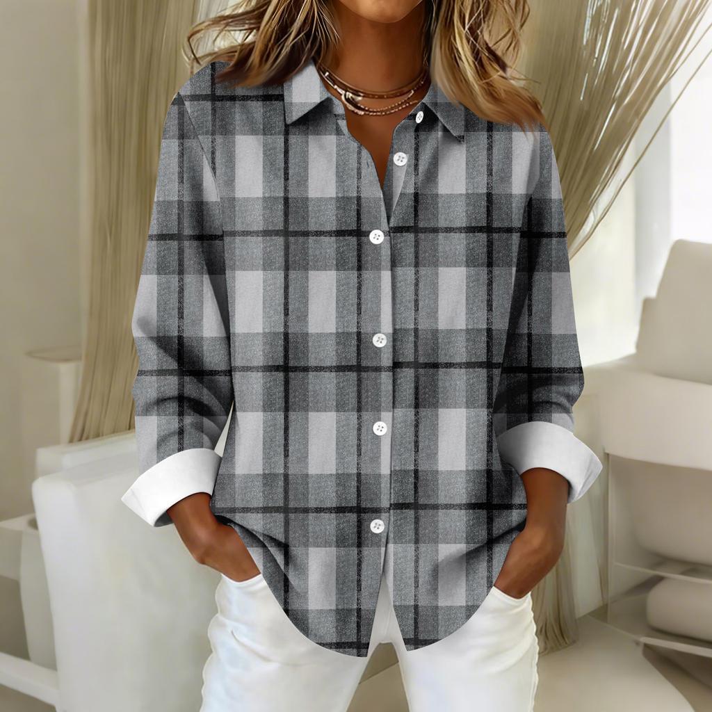 Women's Shirt Blouse Christmas Print Button Long Sleeve Casual Basic Shirt Collar Regular Top