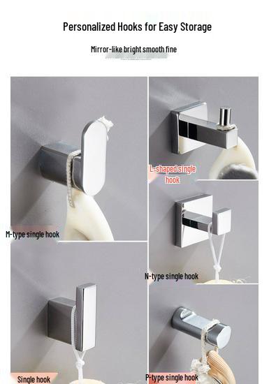 304 Stainless Steel Wall-Mounted Clothes Hook for Bathroom and Entrance - Single Hook for Coats, Hats, and Clothing
