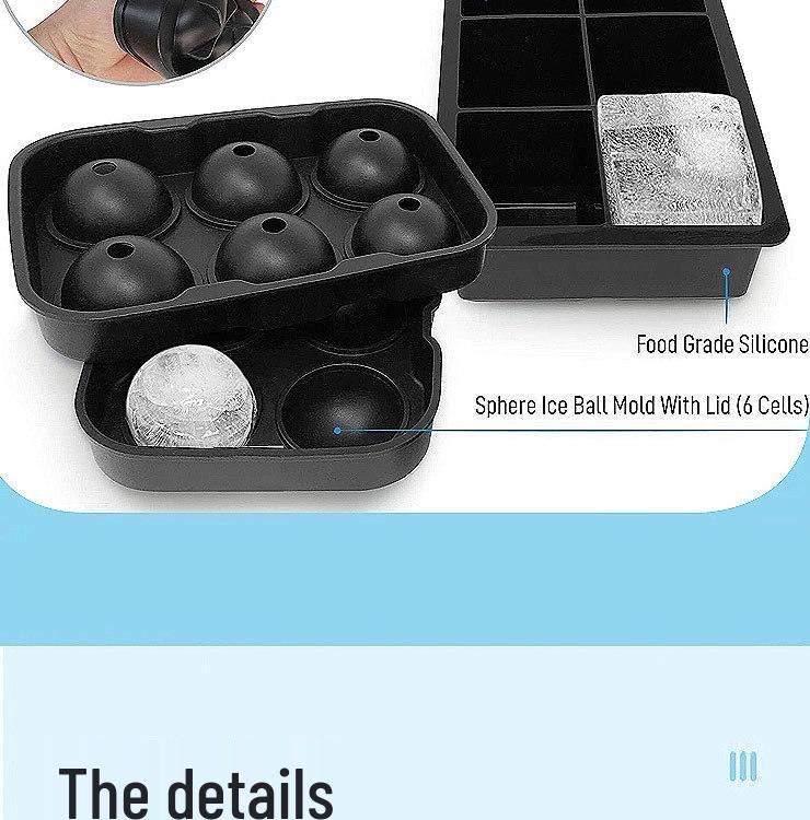 6-Piece Silicone Ice Cube Tray Set with Square and Round Molds
