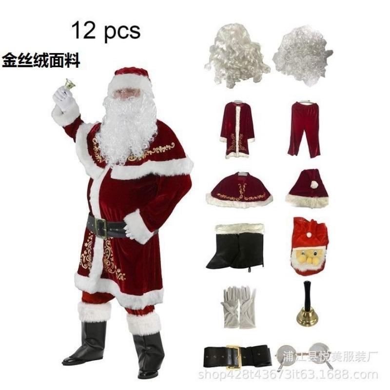 Christmas Costume Clothes Santa Claus Grinch Green Hair Grinch Performance Costume