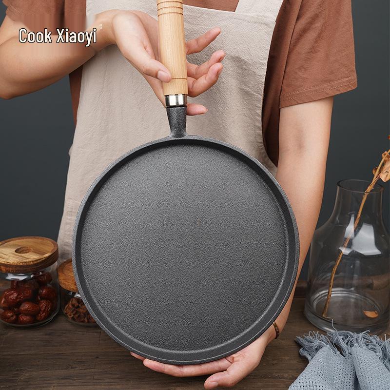 Sartén Antiadherente de Hierro Fundido sin Recubrimiento de 26 cm para Tortitas, Crepes y Pizza