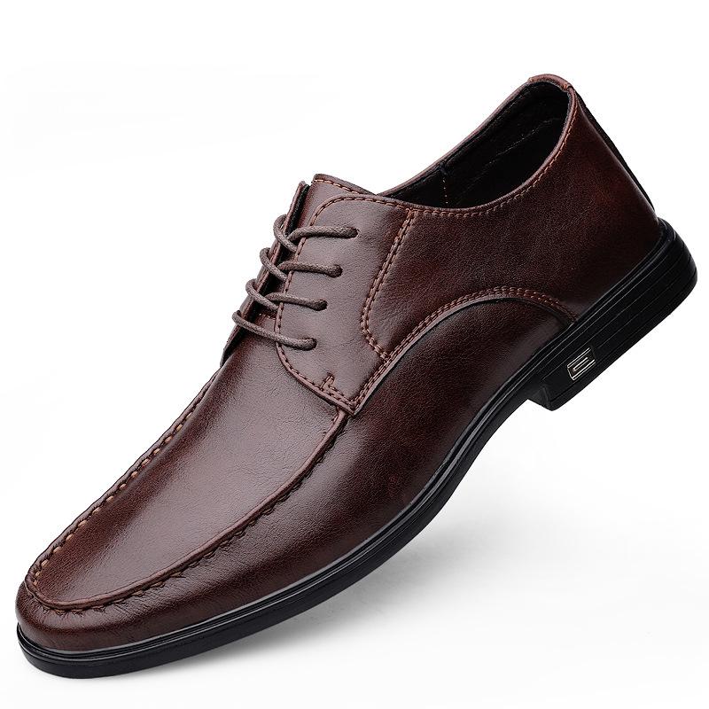 Men s Business Formal Leather Loafers - Breathable Cowhide, Large Size, Lace-up Driving Shoes. 45