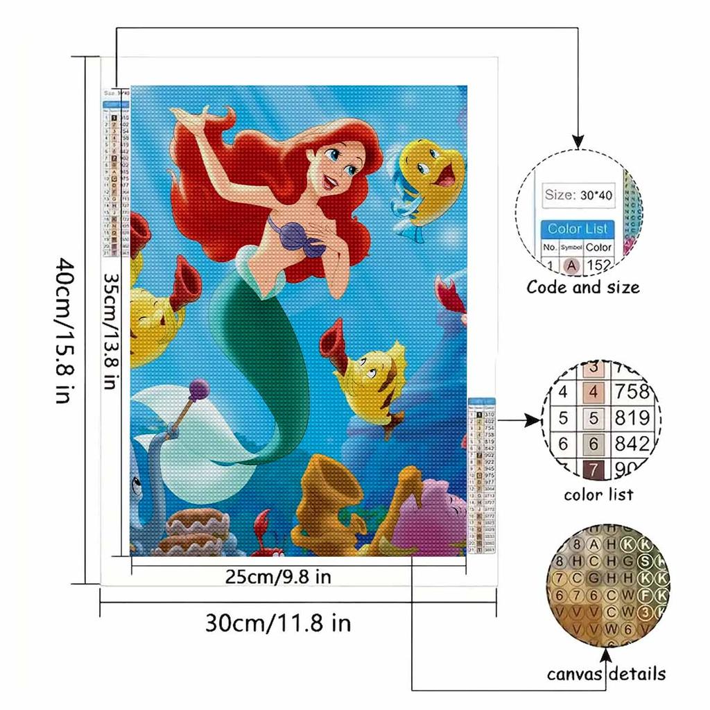 DIY Diamond Painting Mermaid Princess Cross Stitch Kit Mosaic Art Diamond Painting Full Circle Diamond Home Decoration