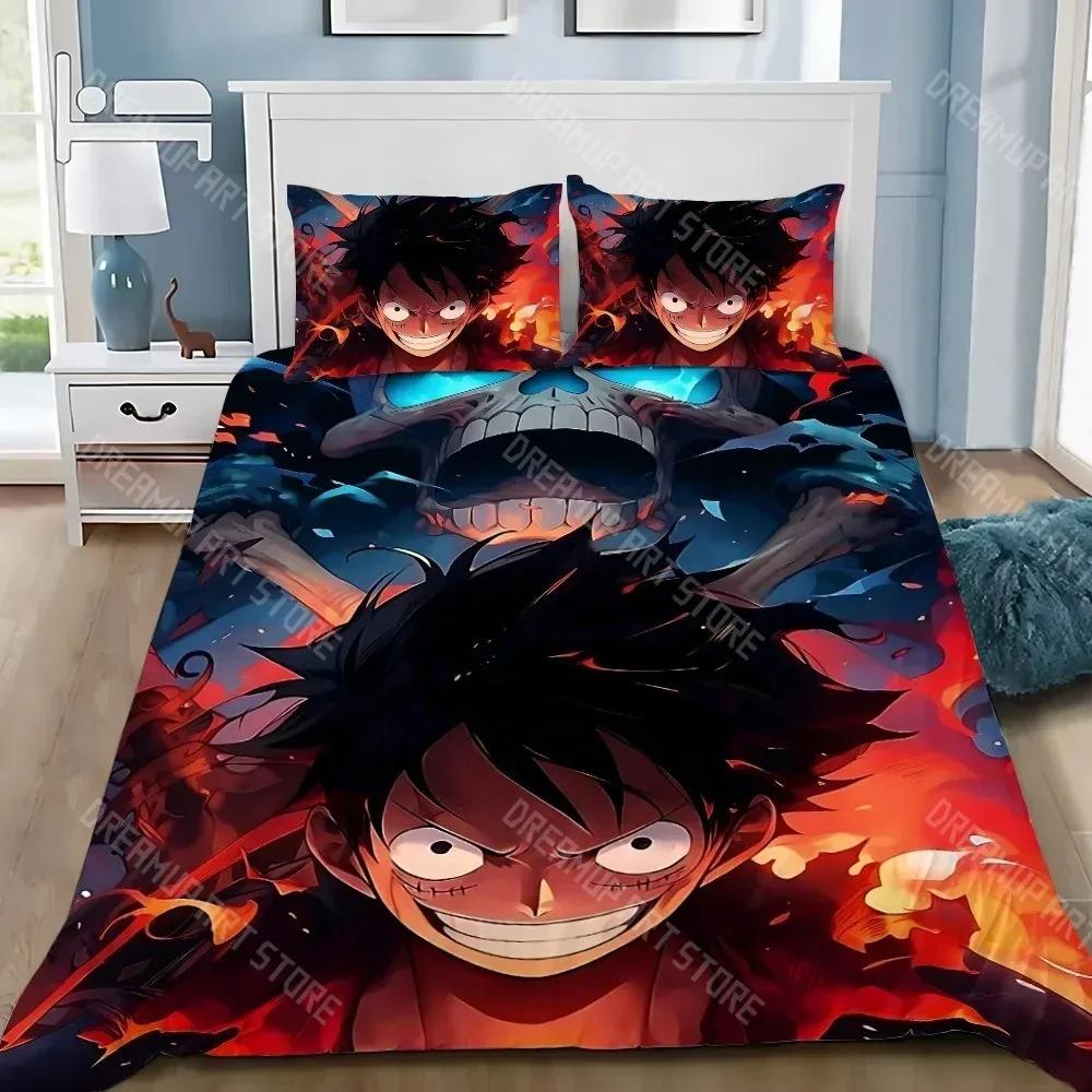 One Piece Bettbezug-Set Zoro Luffy Anime Bettwäsche-Set Junge Bettbezug Kissenbezug Schlafzimmerdekoration 2/3-teilig Geschenk