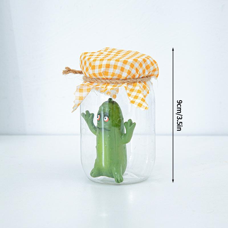 Grumpy Pickle In A Jar Sculpture Creative Resin Pickle In Jar Figurine Glass Pickle Statue Mini Grumpy Pickle Cartoon Display