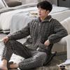 Pajamas Men'S Winter Thickened Three-Layer Coral Fleece Padded Cotton Large Size Autumn And Winter Flannel Zipper Loungewear Set