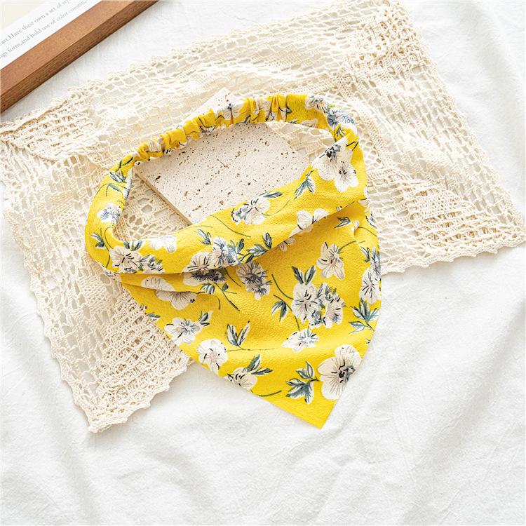 Baghutni Dreieckiges Kopftuch mit Blumenmuster und rundem Stirnband, elastisches Band in Form eines Dickdarms, Haarseil-Stirnband und Haargummi