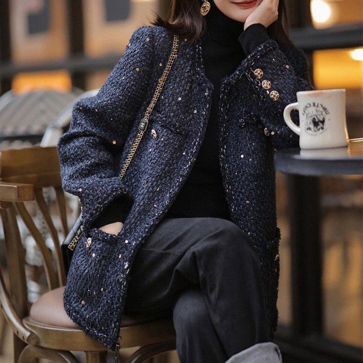 

Шерстяное пальто большого размера для женщин - Элегантный стиль аромат средней длины 2XL Plus