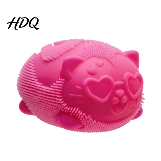 Cat Stress Ball Mini Fuzz Squeeze Toy Relief Fuzzy Fidget Animal Focus Aid Relaxation Anxiety Relieving Office Desk