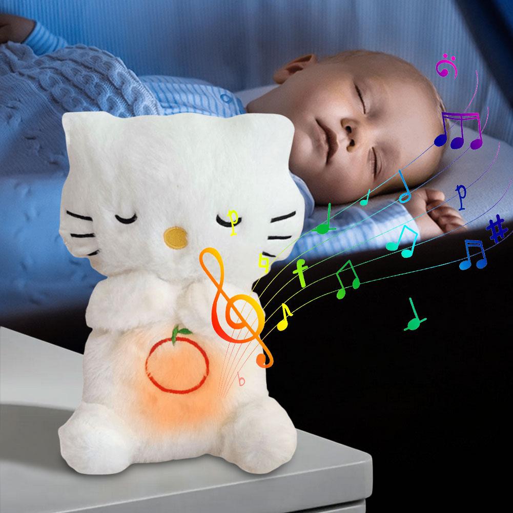 Niedliches Tier Schlafmusik Spielzeug mit Musik Lichtern Rhythmischer Atmungsbewegung Plüschtier Musikalisches Babyspielzeug für Neugeborene