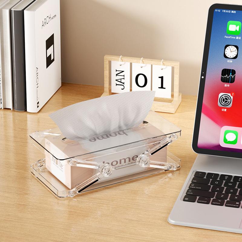 Light Luxury Liftable Paper Storage Box Creative Spring Paper Box Living Room Bedroom Restaurant Household Tissue Box