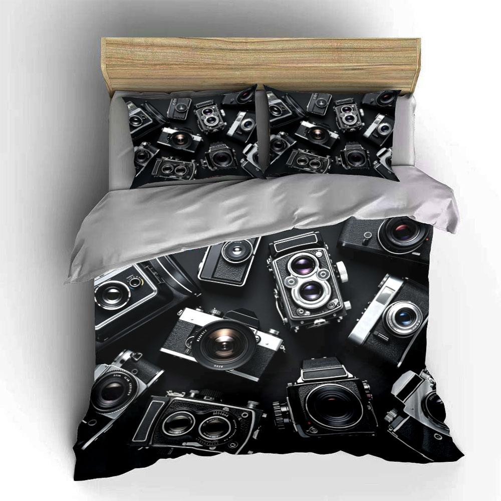 Vintage Camera Set Decoratie Meerdere Maten Kinder- En Slaapkamer Voor Volwassenen Prachtige 3-delige Beddengoedset, Cadeau