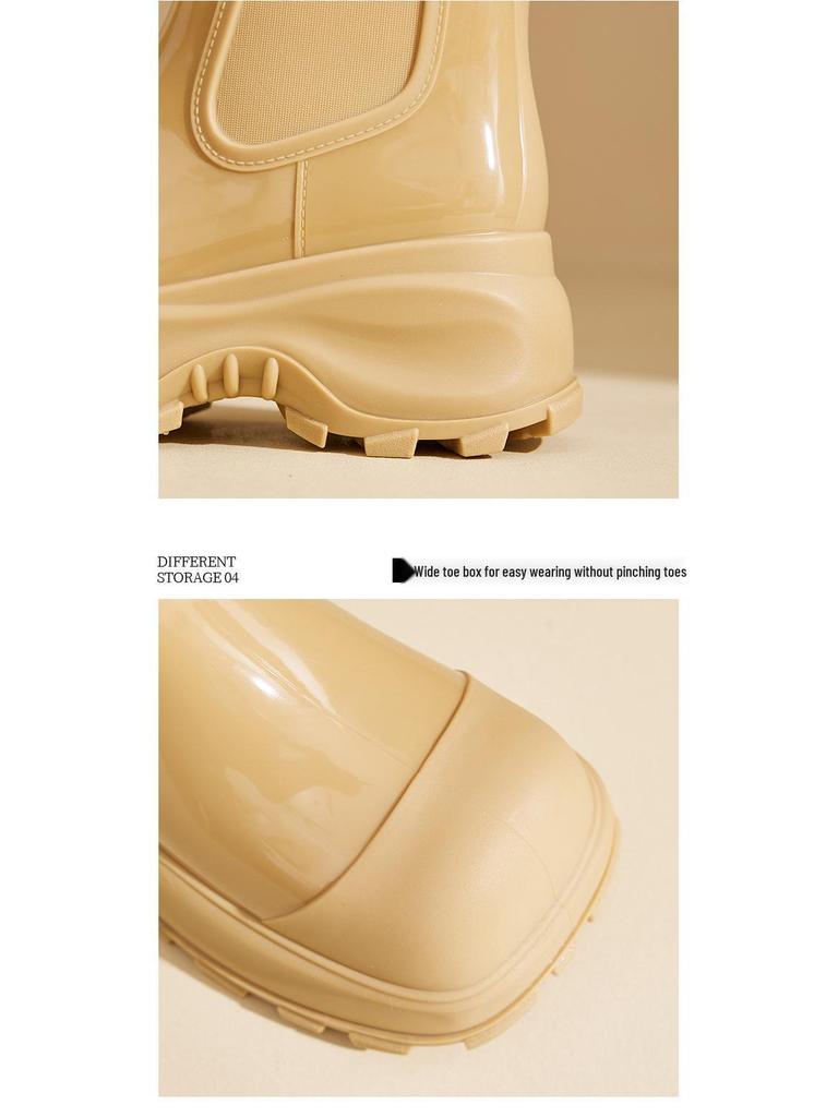 Women's Fashion Martin Rain Boots: Non-Slip, Thick Sole, Mid-Low Shaft, Height-Increasing Rubber Shoes