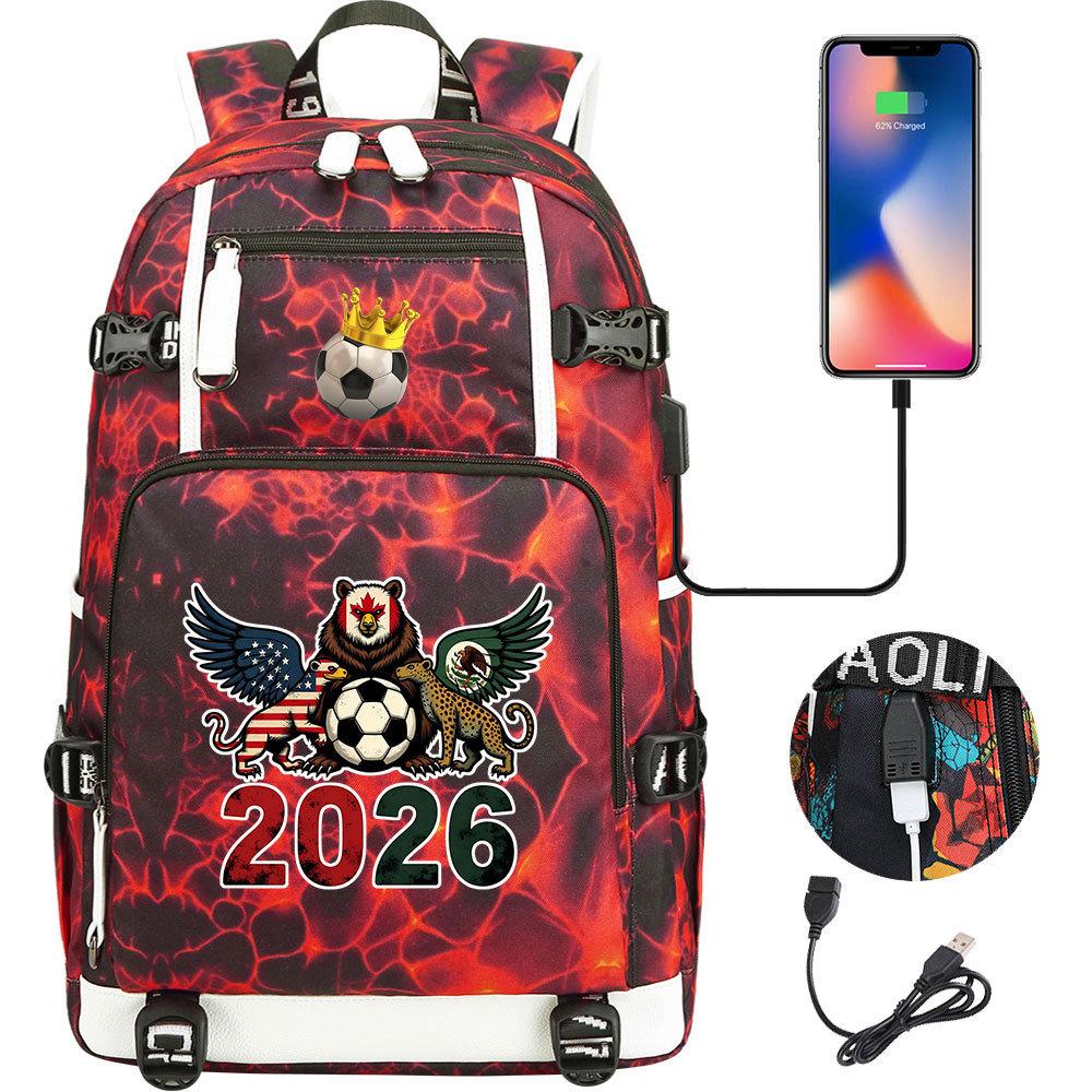 2026 Sports Soccer USB Large Capacity Backpack for Middle High School Students Travel Unisex