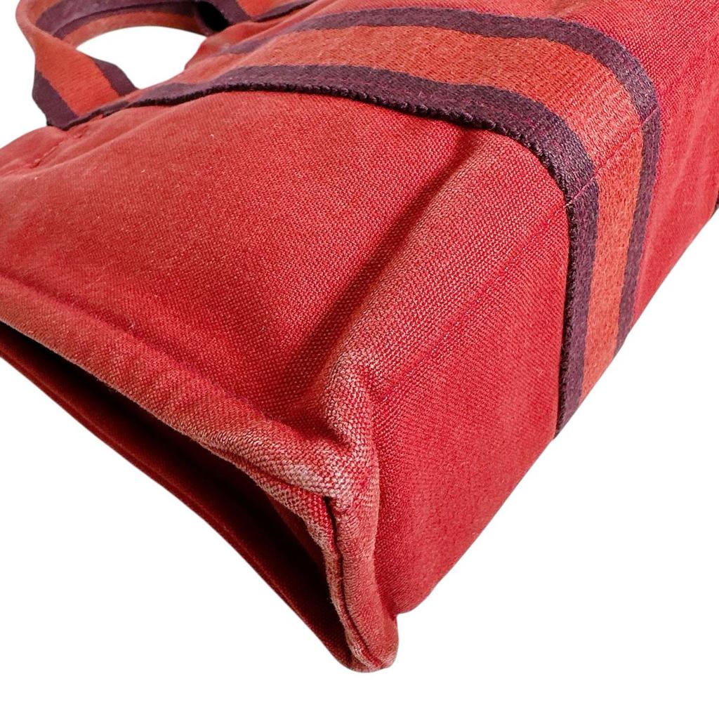 Hermes Fool Toe PM Handbag Canvas Red Unisex Used
