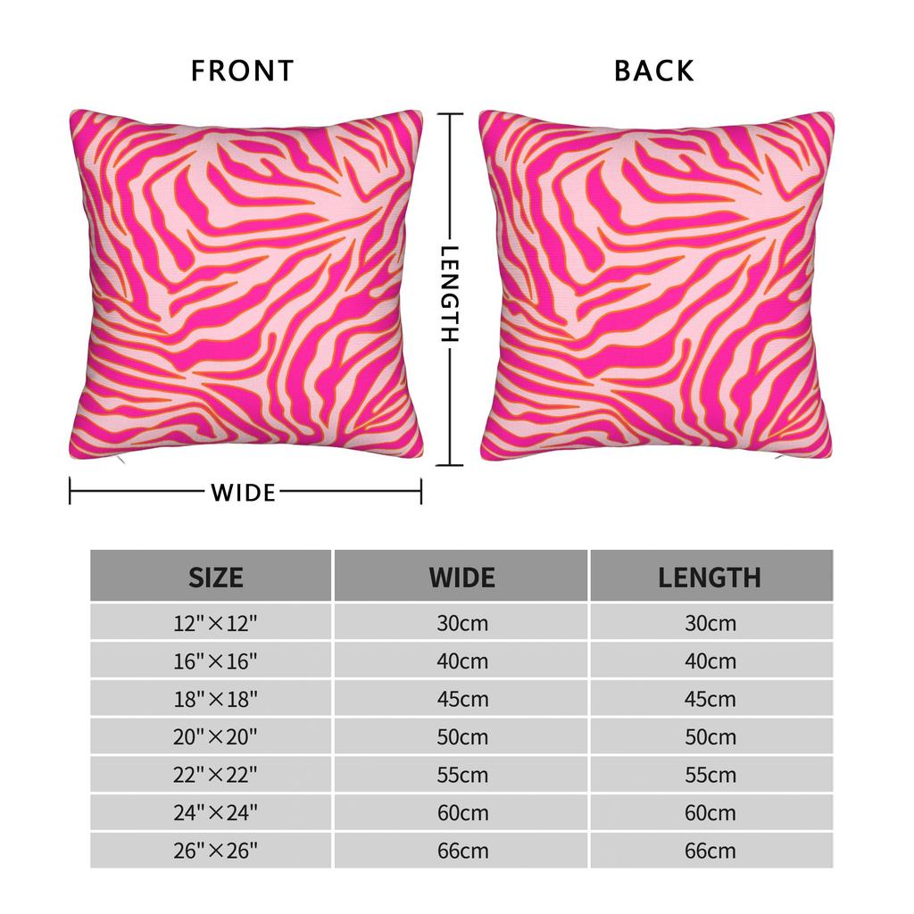 Zebra Stripes Pink Orange Wild Animal Print Pillowcase Soft Cushion Cover Decoration Throw Pillow Case Cover Home Square