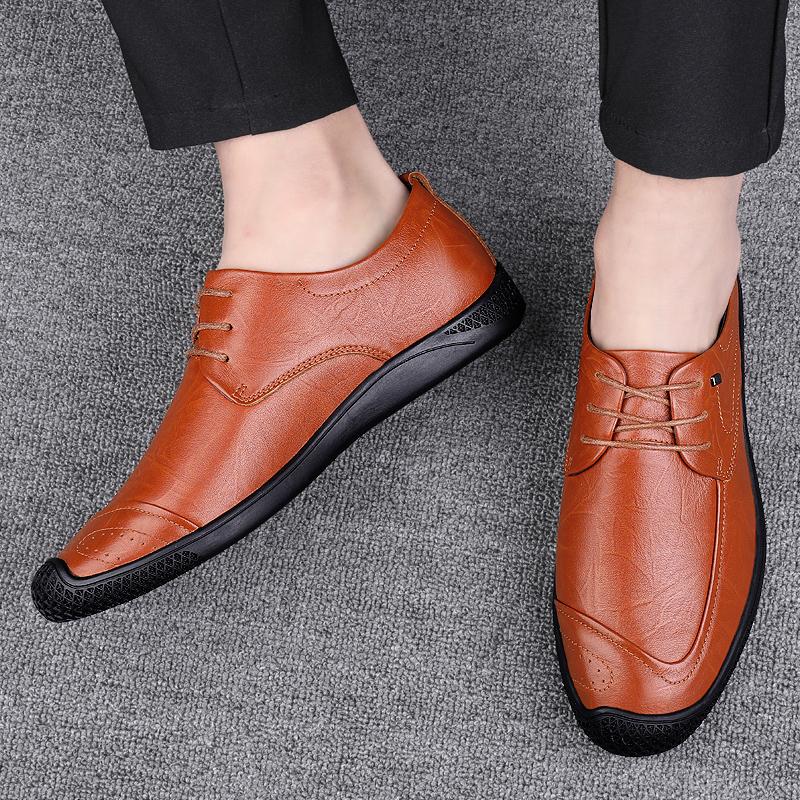 Men's Male Casual British Business Cow Genuine Leather Shoes  Flats Spring Autumn Offices Formal Shoes 2024 New