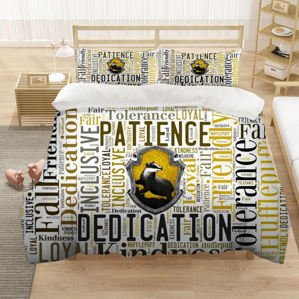 Marauders Map Four Magic College 3Pcs Duvet Cover Sets Cartoon Bedding Set Sheet Children Room Bed Sheet Pillow Case