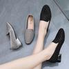 Fashion GKTINOO Women Mesh Pumps 3cm High Heels Summer Breathable Hollow Out Dress Shoes Sandals Round Toe Slip On Big SIze 42