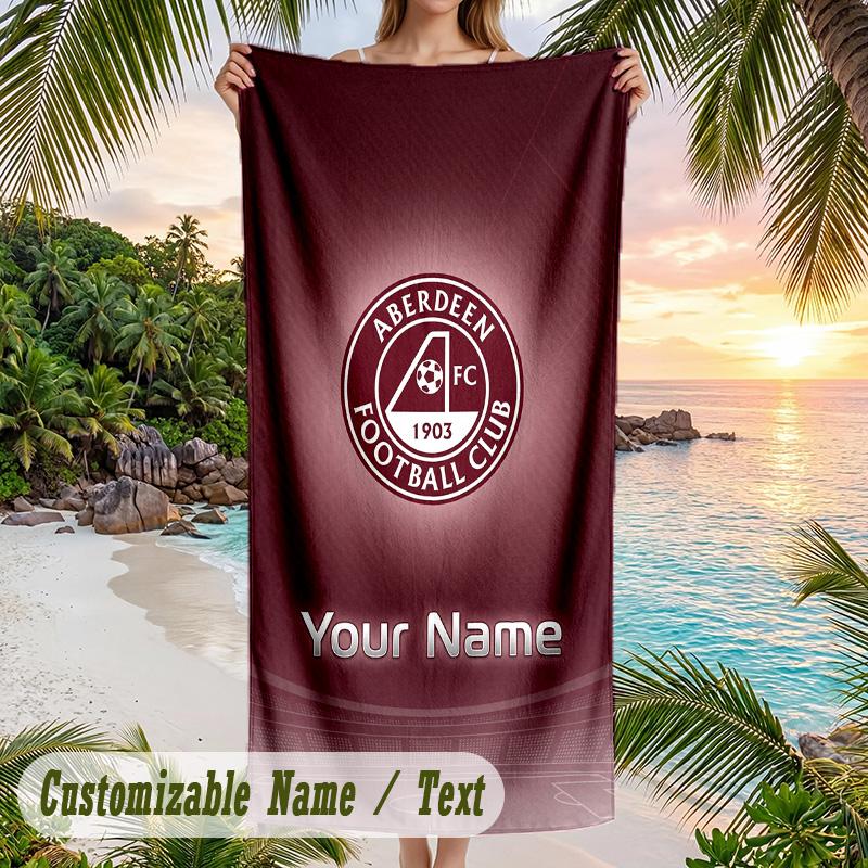 Beach Towel Aberdeen FC Print Custom Name Text Soft Towel for Swimming Pool