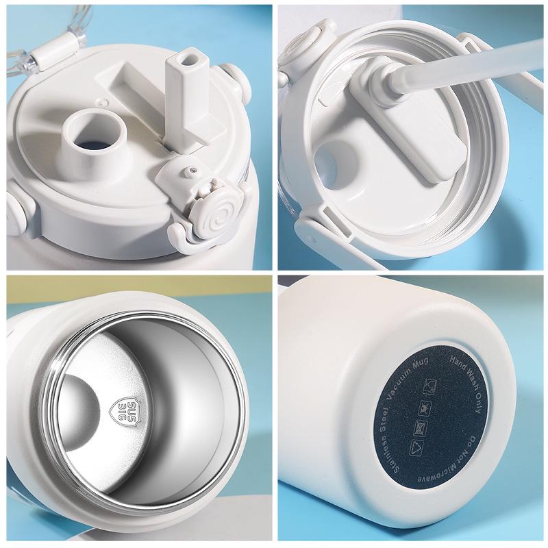 316 Stainless Steel Insulated Straw Cup - Large Capacity, Portable for Students