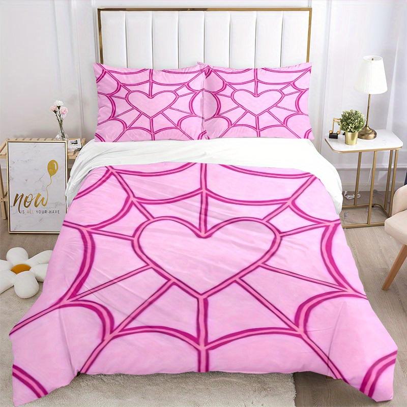 3pcs Heart Web Bedding Set, Breathable and Soft, Suitable for All Seasons, Ideal for Home Use, Suitable for Bedroom Decor 21177