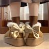 Hairy Mouth Bag and Butterfly Knot Cotton Shoes for Women In Winter, Thick Soled, Height Increasing, Versatile, and Plush Warm Snow Boots