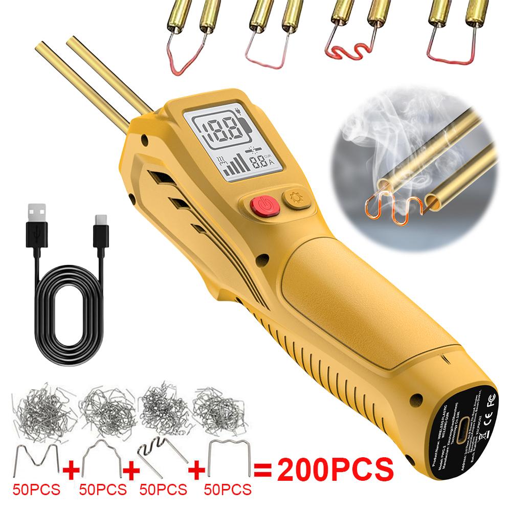 Plastic Welding Kit with 200 Hot Staples Cordless Welder Gun Rechargeable Plastic Welder Handheld LCD Car Bumper Repair Tools