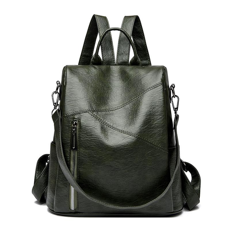 Women s 2026 Fashion Anti-theft Waterproof Leather Backpack - Versatile, Large Capacity for Travel зелёный