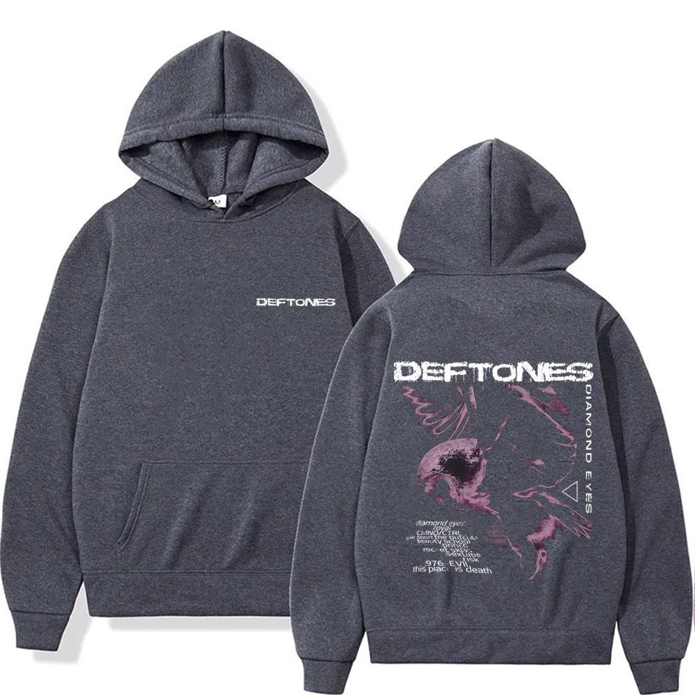 

Худі з графікою альбому Deftones Diamond Eyes Чоловіче Жіноче Ретро Готичний Рок Вуличний одяг Чоловічі Повсякденні Флісові Бавовняні Худі Оверсайз 2XL темно-сірий колір