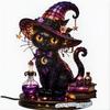 Hexenhut Tischlampe Halloween-Thema Tischlampe Hut LED Nachtlicht Handgefertigt Buntglas Acryl Tischlampe für Innen Schlafzimmer