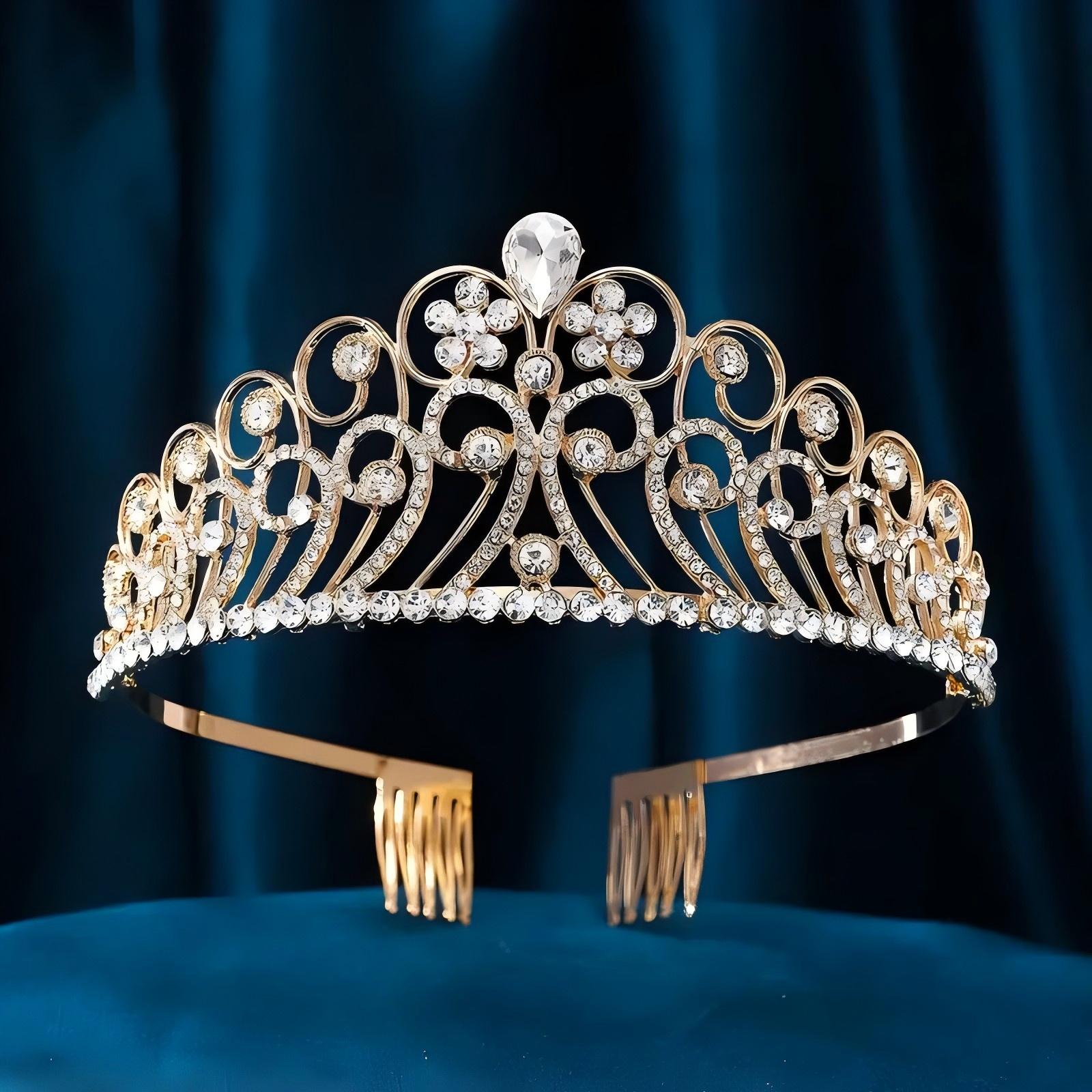 

1pc Baroque Crystal Hair Accessory Suitable for Parties Dances Weddings Brides Headbands Ladies Fashion Luxurious Tiara Crowns