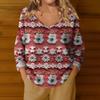 Women's Fashion Casual Long Sleeve Christmas Star Print V-Neck Top