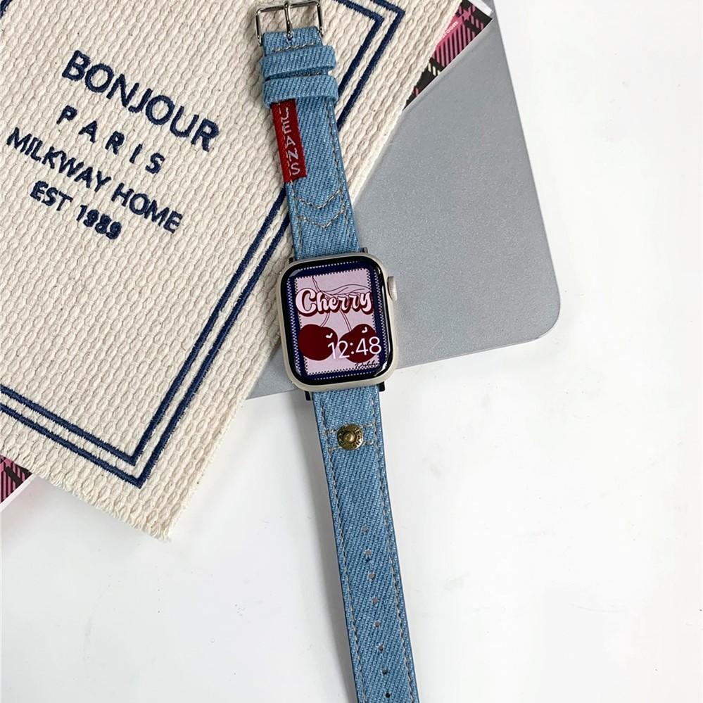 Moda Denim Kanvas Bant Apple Watch Serisi için Ultra 8 7 6 5 4 3 2 Se Toka Kayışı Iwatch 40 44mm 41 45mm 49mm Aksesuarları