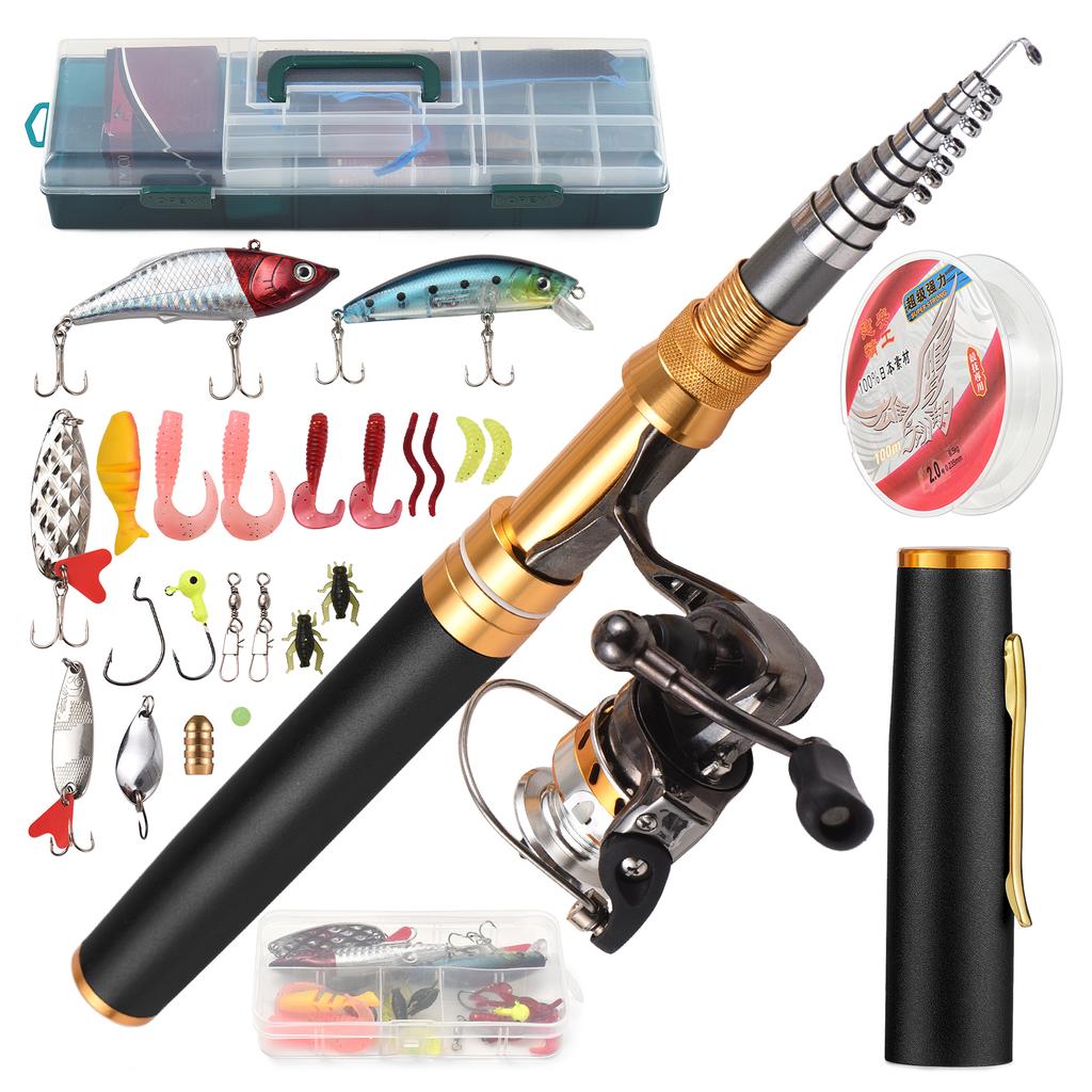 Fishing Rod and Reel Combos Telescopic Fishing Pole with Spinning Reel Combo Kit Fishing Line Lures