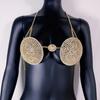 Iced Out Glänzende Strass Crop Top BH Brustkette Luxus Kupfer Sexy Körperkette Accessoires