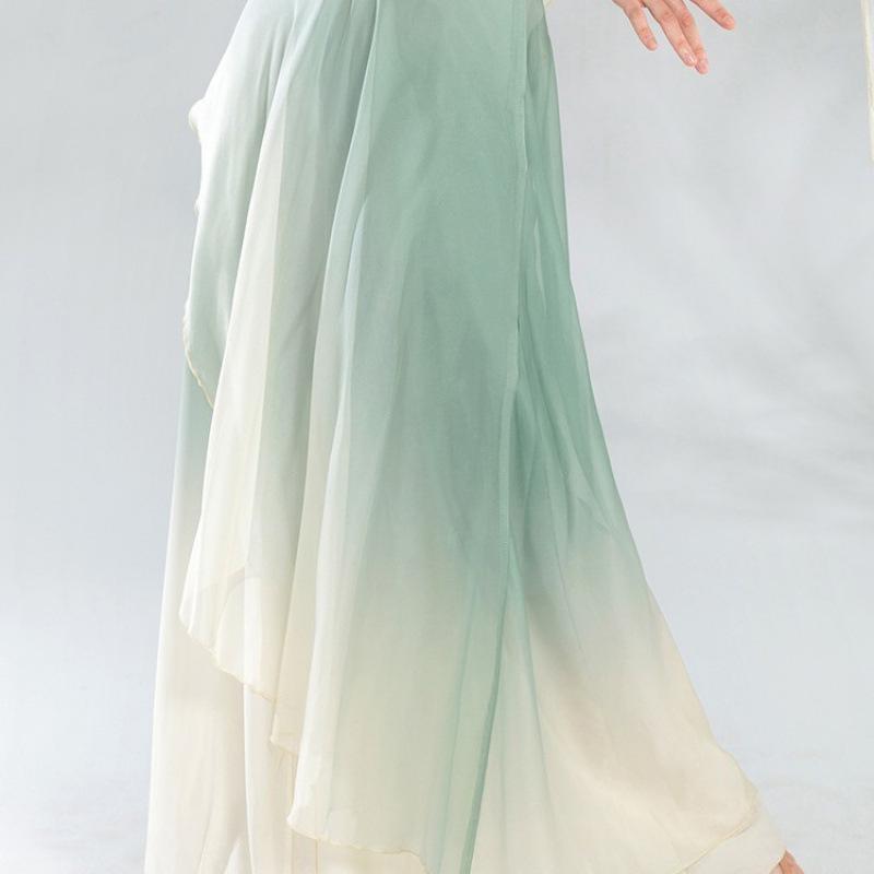 Elegantes chinesisches klassisches Tanzgaze-Kleid - Schlankmachendes Feenstil-Auftrittskostüm