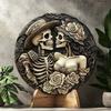 Vintage Skull Metal Wall Art Gothic Decor Round Metal Sign Home Decoration