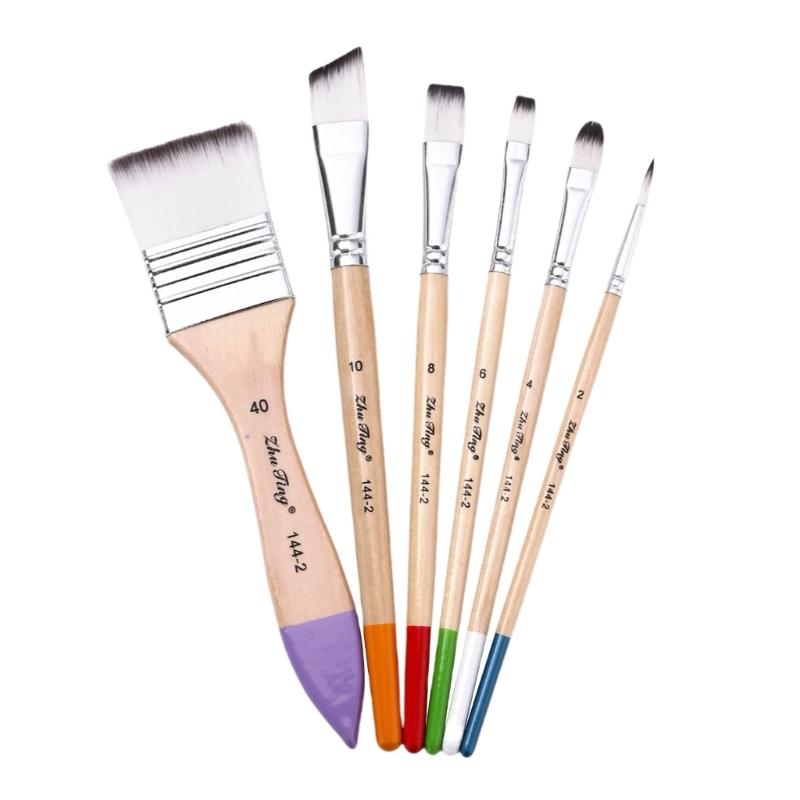 

6 Pcs Acrylic Paint Brushes Set Nylon Hair Paint Brushes Watercolour Painting Brushes Art Paint Brush Drawing Supplies 1